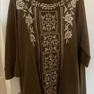 JWLA Johnny Was Cotton Blazer 2X Dark Olive